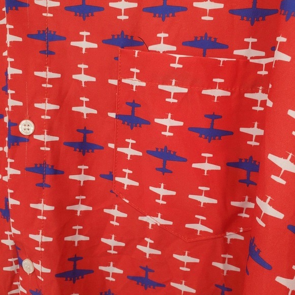 Sporty's Wright Bros 2XL Short Sleeve Button Down Shirt Airplanes Red Flying - Picture 4 of 9